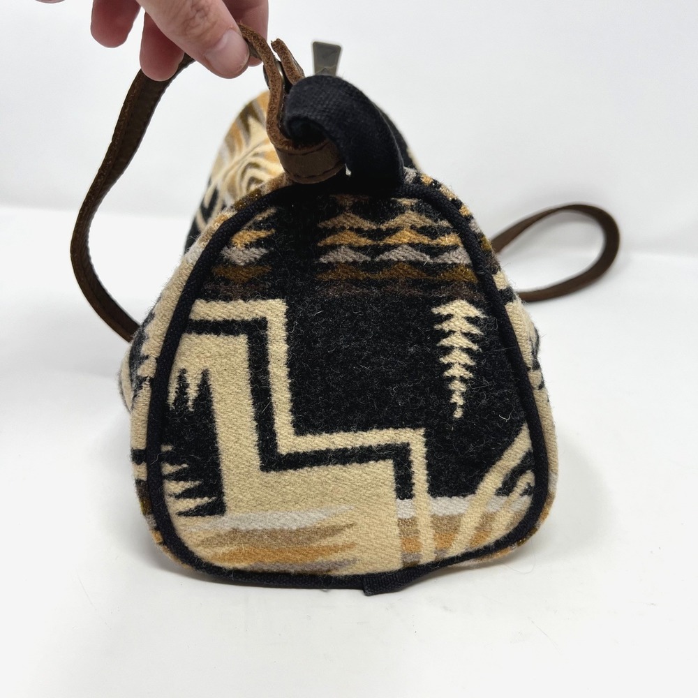 Pendleton Harding Oxford Mix Wool Dopp Bag Leather Strap Crossbody Purse - Picture 9 of 16